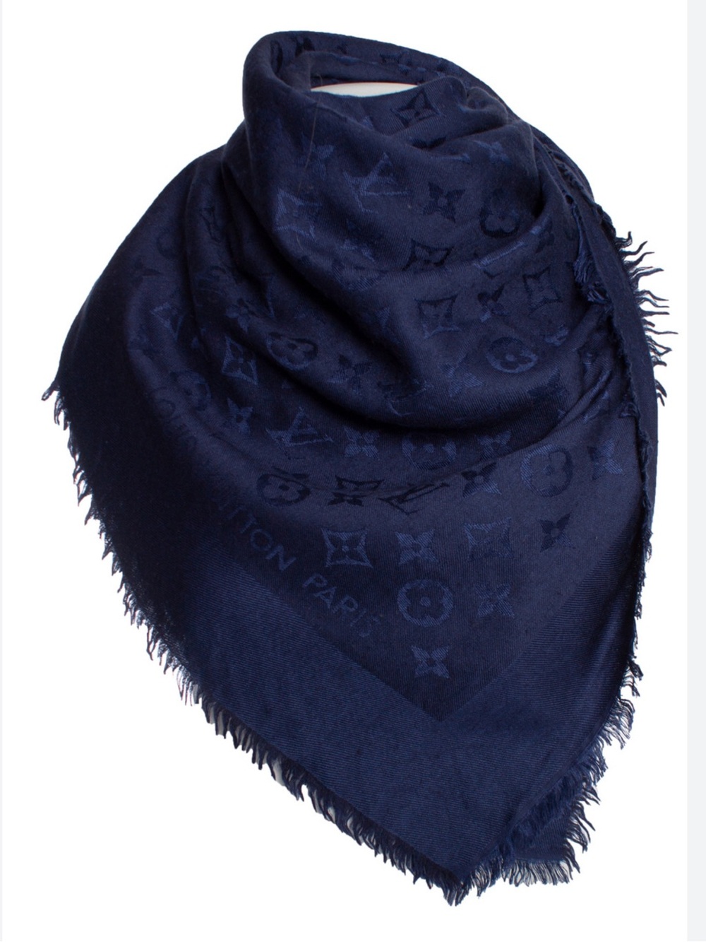 💙Louis Vuitton Night Blue Monogram Wool and Silk Shawl - Picture 3 of 3